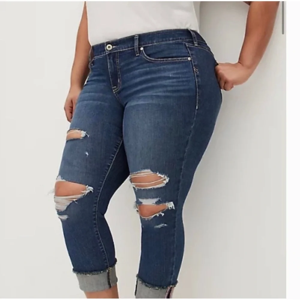 Torrid Distressed Crop Boyfriend Jean